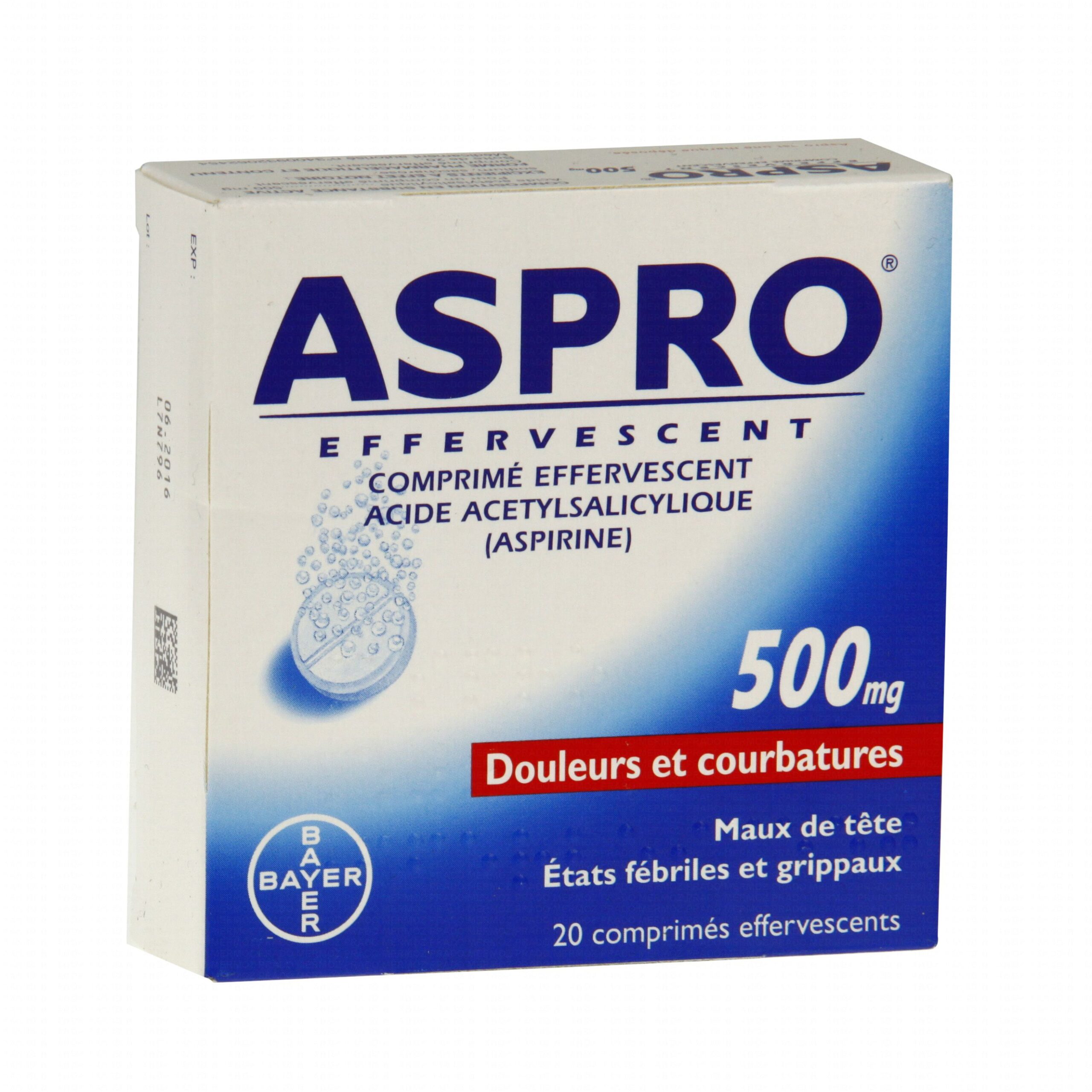 ASPRO 500 Effervescent - 36 comprimés - Grande Pharmacie de la ...